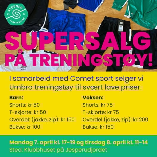 Umbro treningstøy kan kjøpes på klubbhuset på Jesperud!